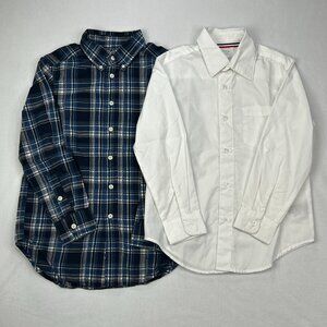 Boys Size 8 Shirt Lot (2) Ralph Lauren Blue Plaid & French Toast White